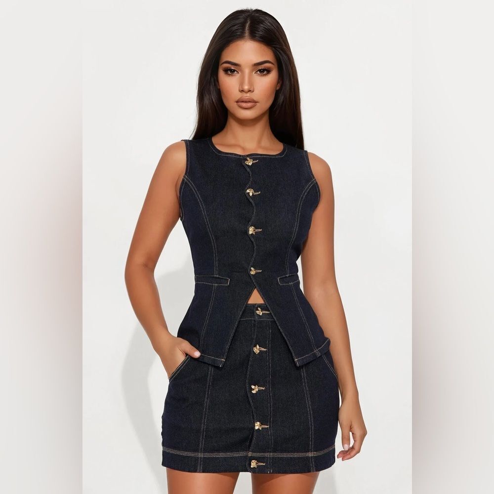 Summer Blues Mini Skirt Set - Denim